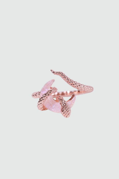 18K Rose Gold Plated Moon Snake Ring