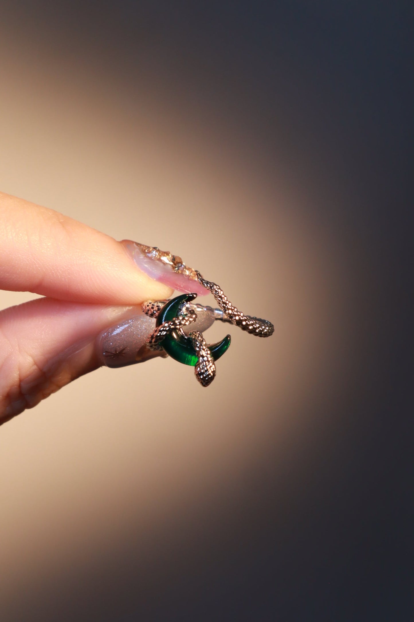 Emerald Moon Snake Ring