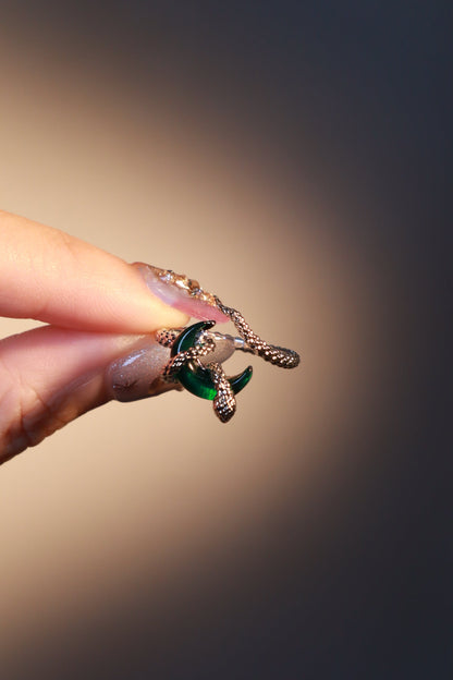 Emerald Moon Snake Ring