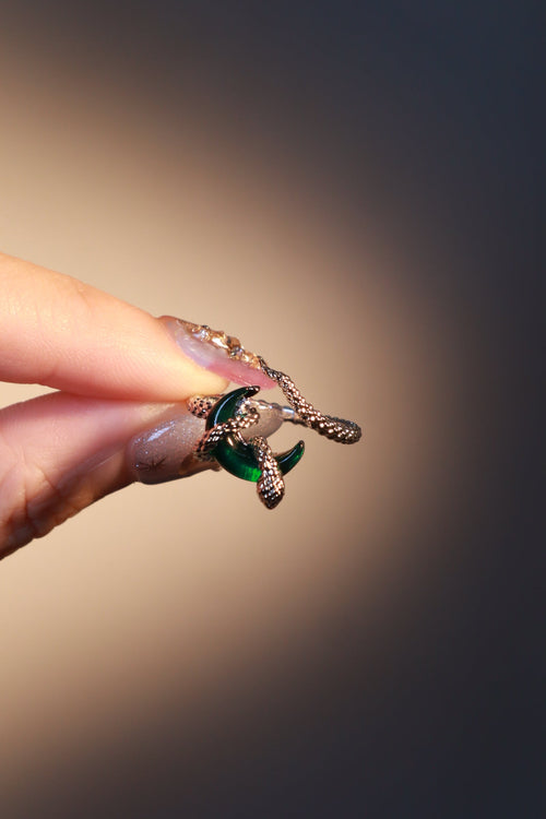 Emerald Moon Snake Ring