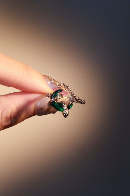 Emerald Moon Snake Ring
