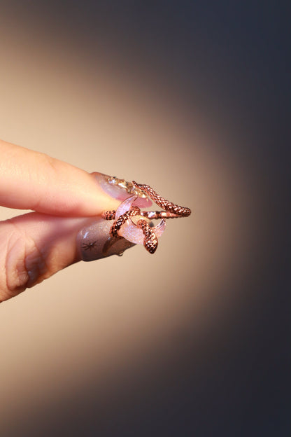 18K Rose Gold Plated Moon Snake Ring