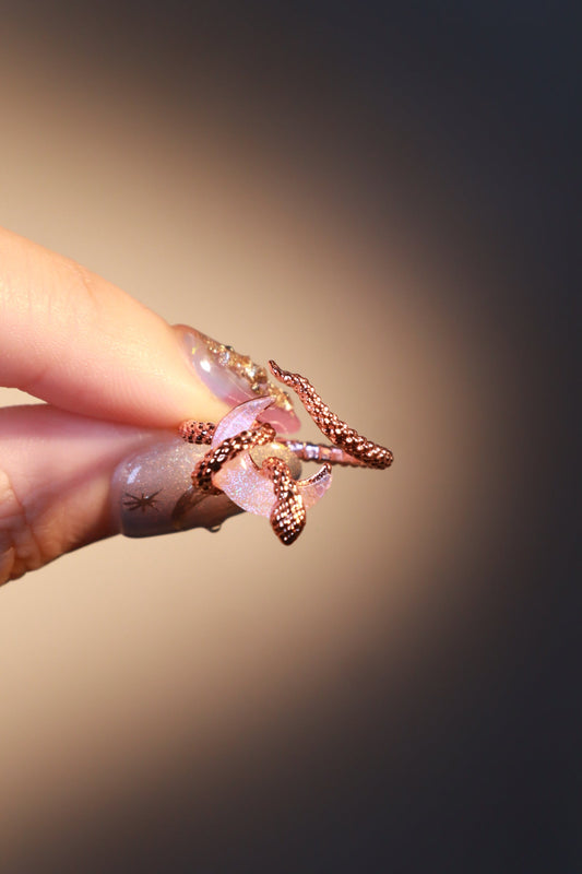 18K Rose Gold Plated Moon Snake Ring
