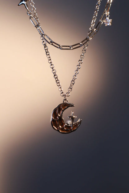 Brown Starlight Moon Necklace