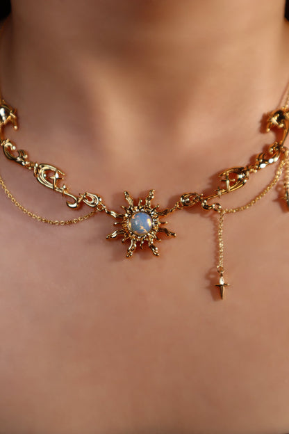 18K Real Gold Plated Frostfire Sun Necklace