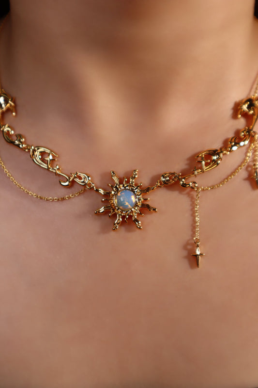 18K Real Gold Plated Frostfire Sun Necklace
