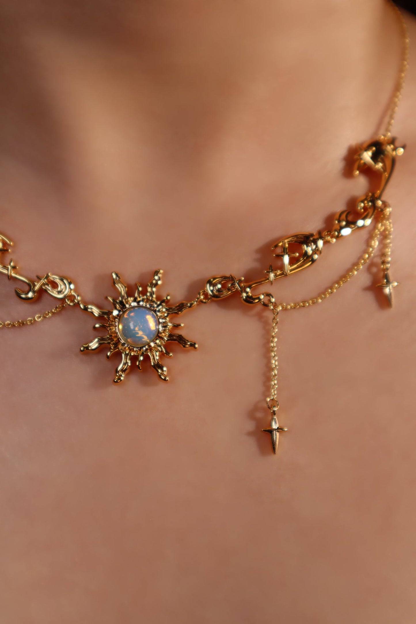18K Real Gold Plated Frostfire Sun Necklace