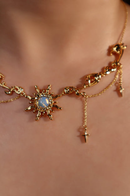 18K Real Gold Plated Frostfire Sun Necklace