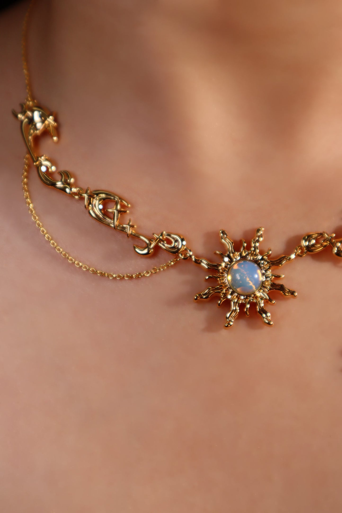 18K Real Gold Plated Frostfire Sun Necklace