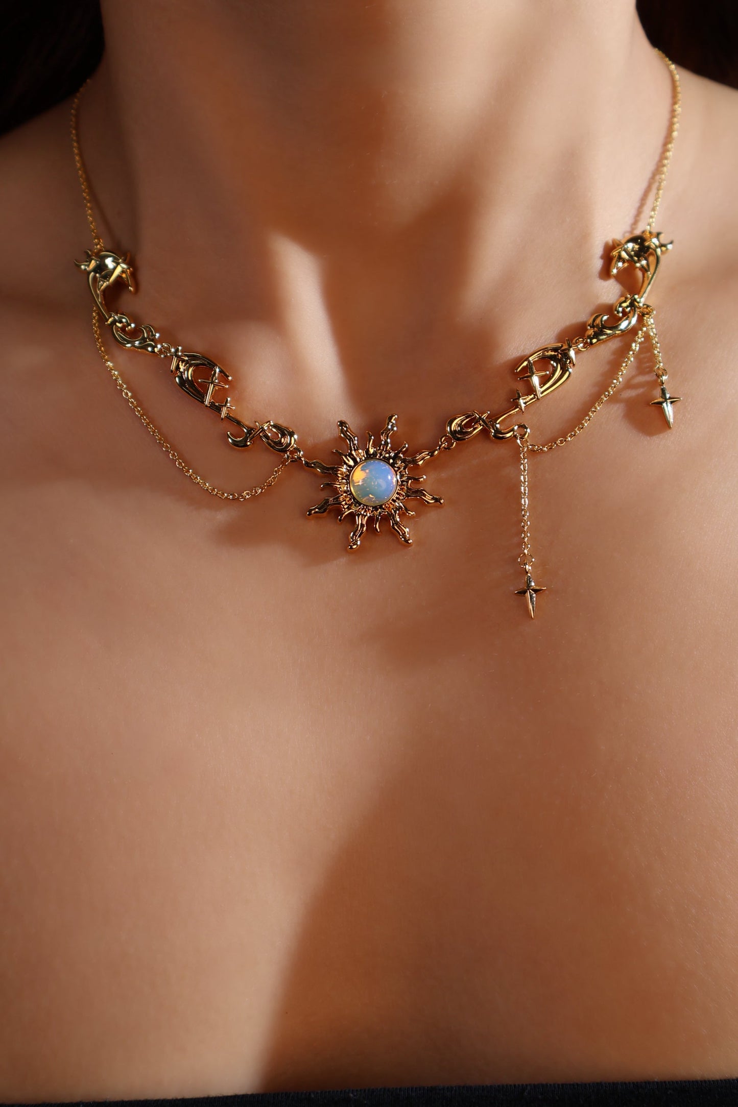 18K Real Gold Plated Frostfire Sun Necklace