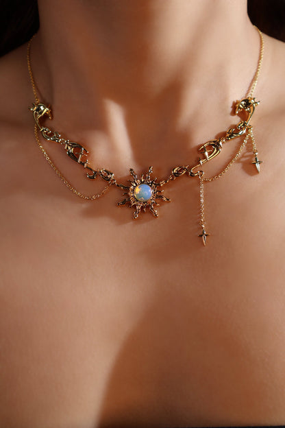 18K Real Gold Plated Frostfire Sun Necklace
