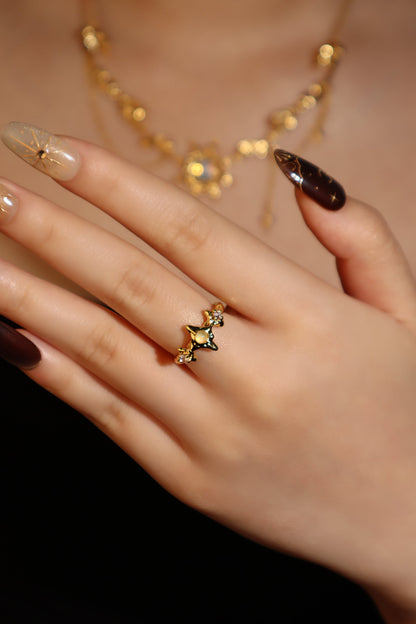 18K Real Gold Plated 3 in 1 Moonlight Star Ring
