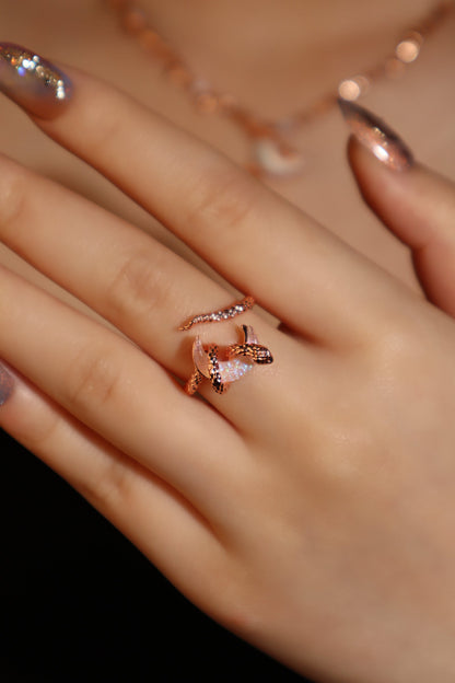 18K Rose Gold Plated Moon Snake Ring