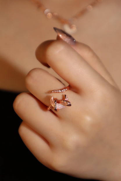 18K Rose Gold Plated Moon Snake Ring
