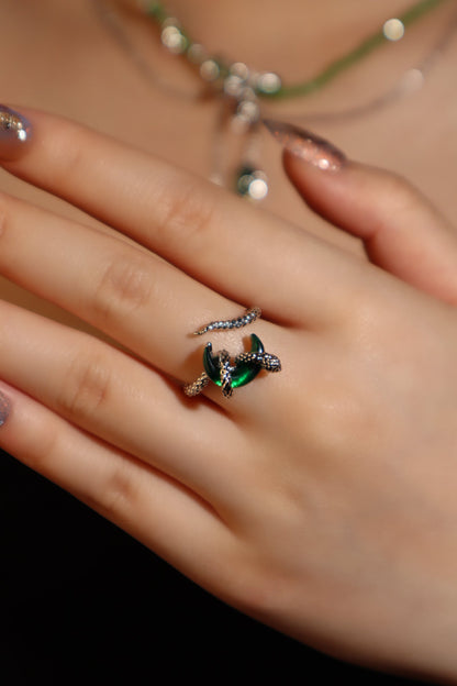 Emerald Moon Snake Ring