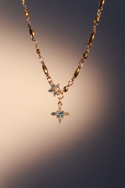 18K Real Gold Plated Topaz Starlight Cross Necklace