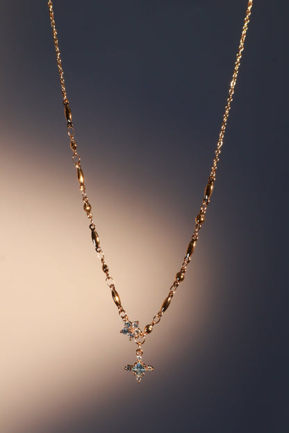 18K Real Gold Plated Topaz Starlight Cross Necklace