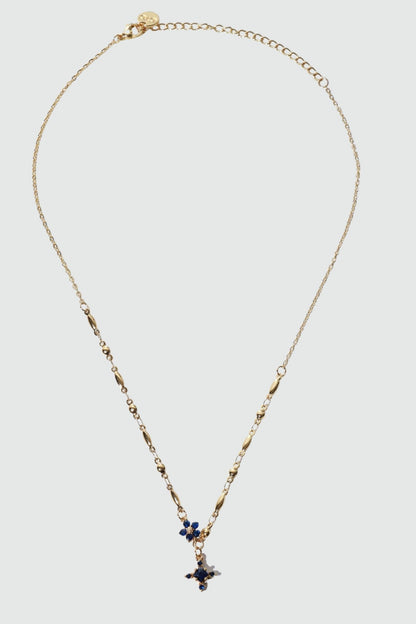 18K Real Gold Plated Sapphire Starlight Cross Necklace