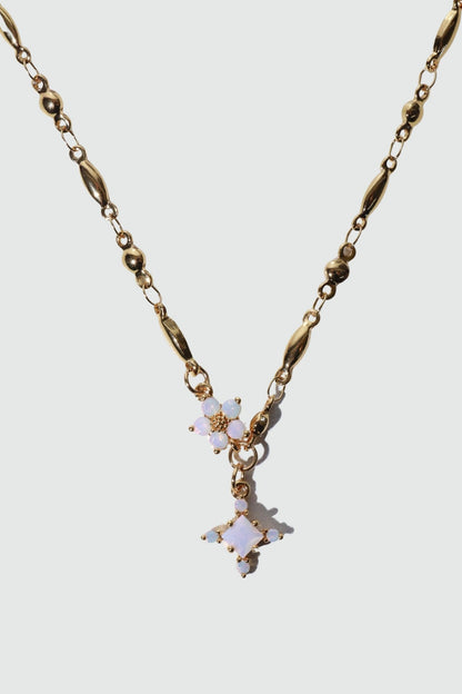 18K Real Gold Plated Opal Starlight Cross Necklace