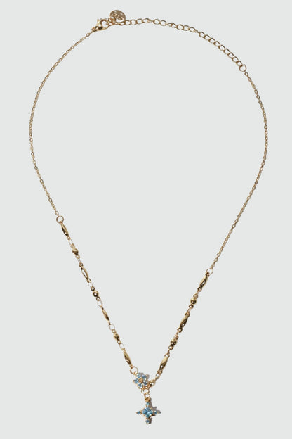 18K Real Gold Plated Topaz Starlight Cross Necklace