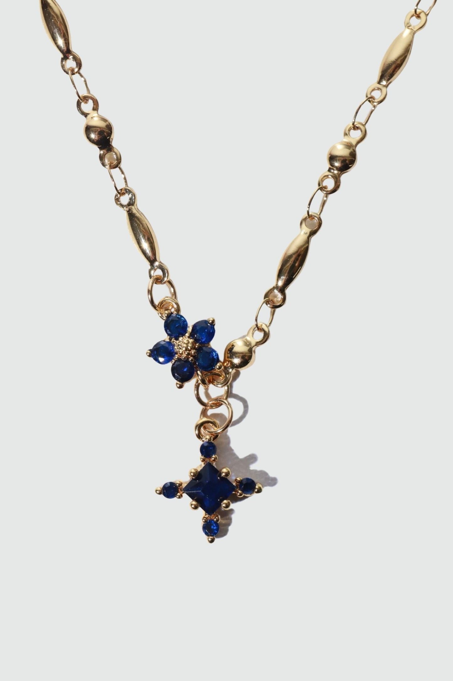 18K Real Gold Plated Sapphire Starlight Cross Necklace