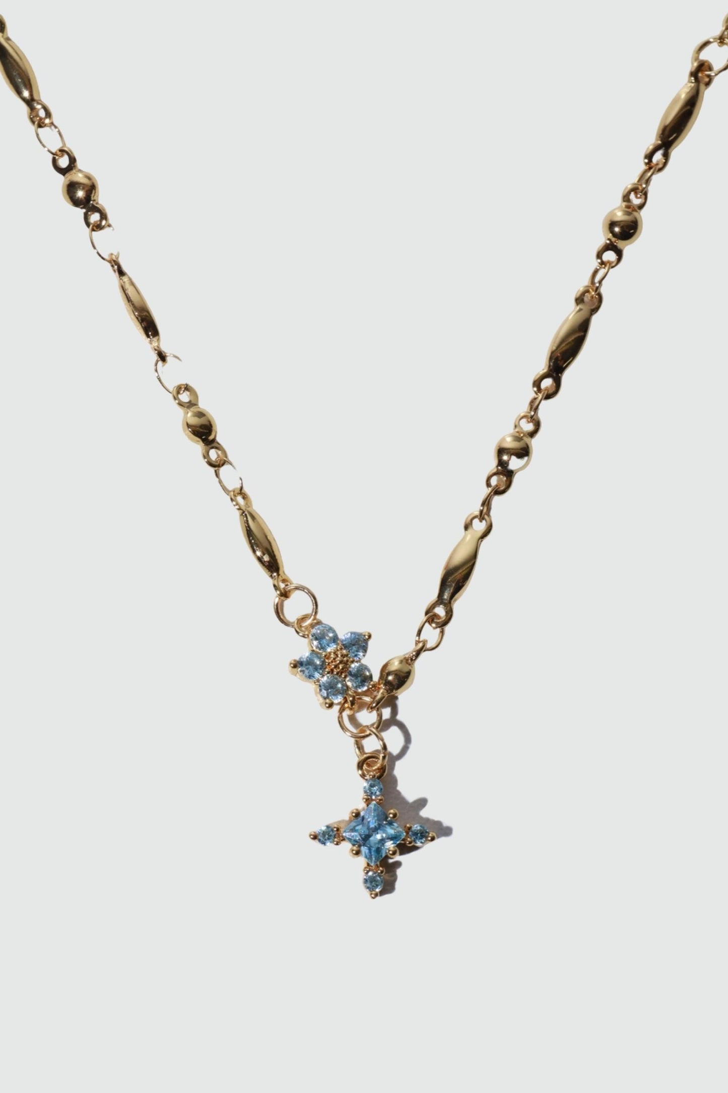 18K Real Gold Plated Topaz Starlight Cross Necklace