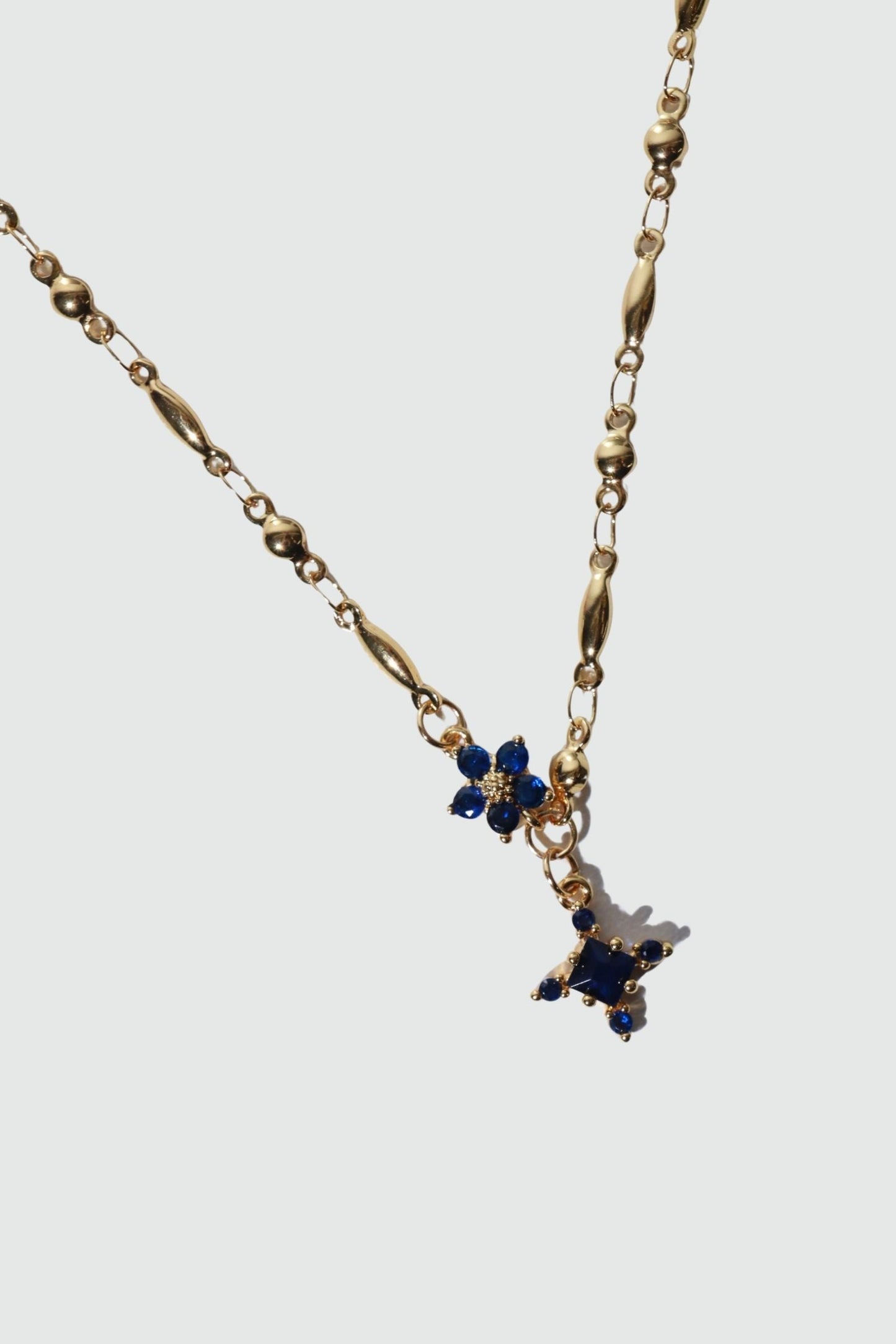 18K Real Gold Plated Sapphire Starlight Cross Necklace