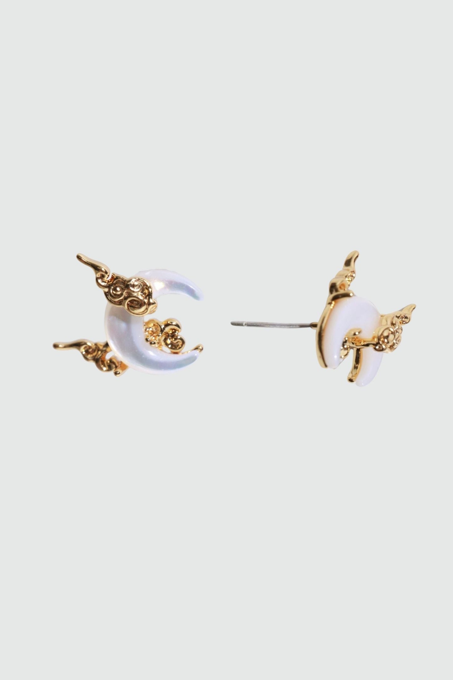 18K Real Gold Plated Natural Shell Moon Earrings