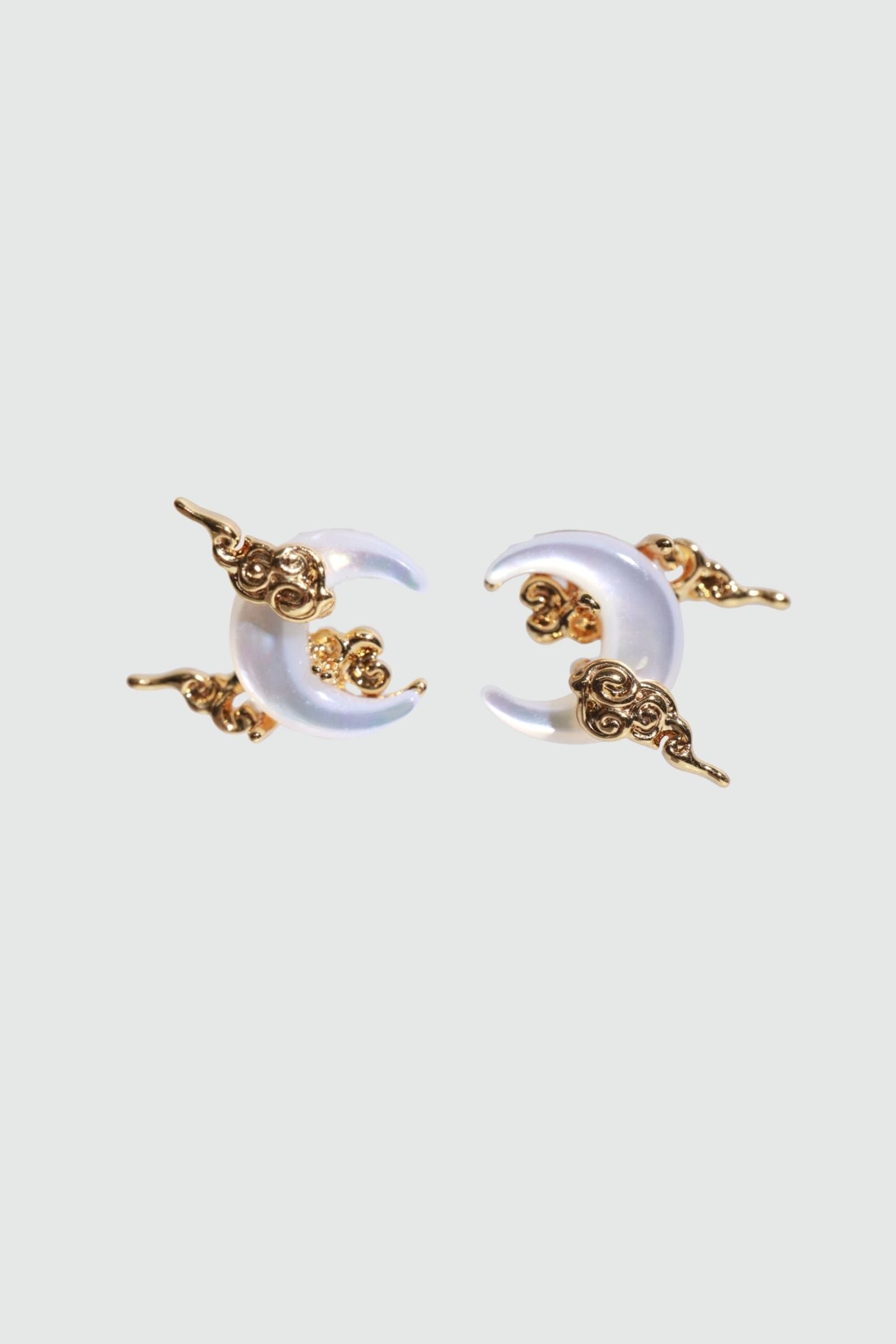 18K Real Gold Plated Natural Shell Moon Earrings