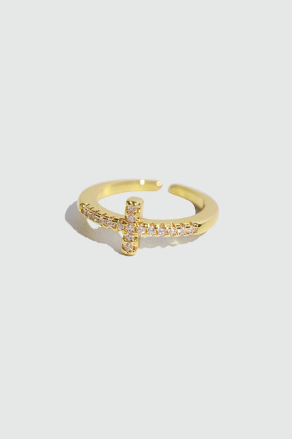 18K Real Gold Plated Cross Glint Ring