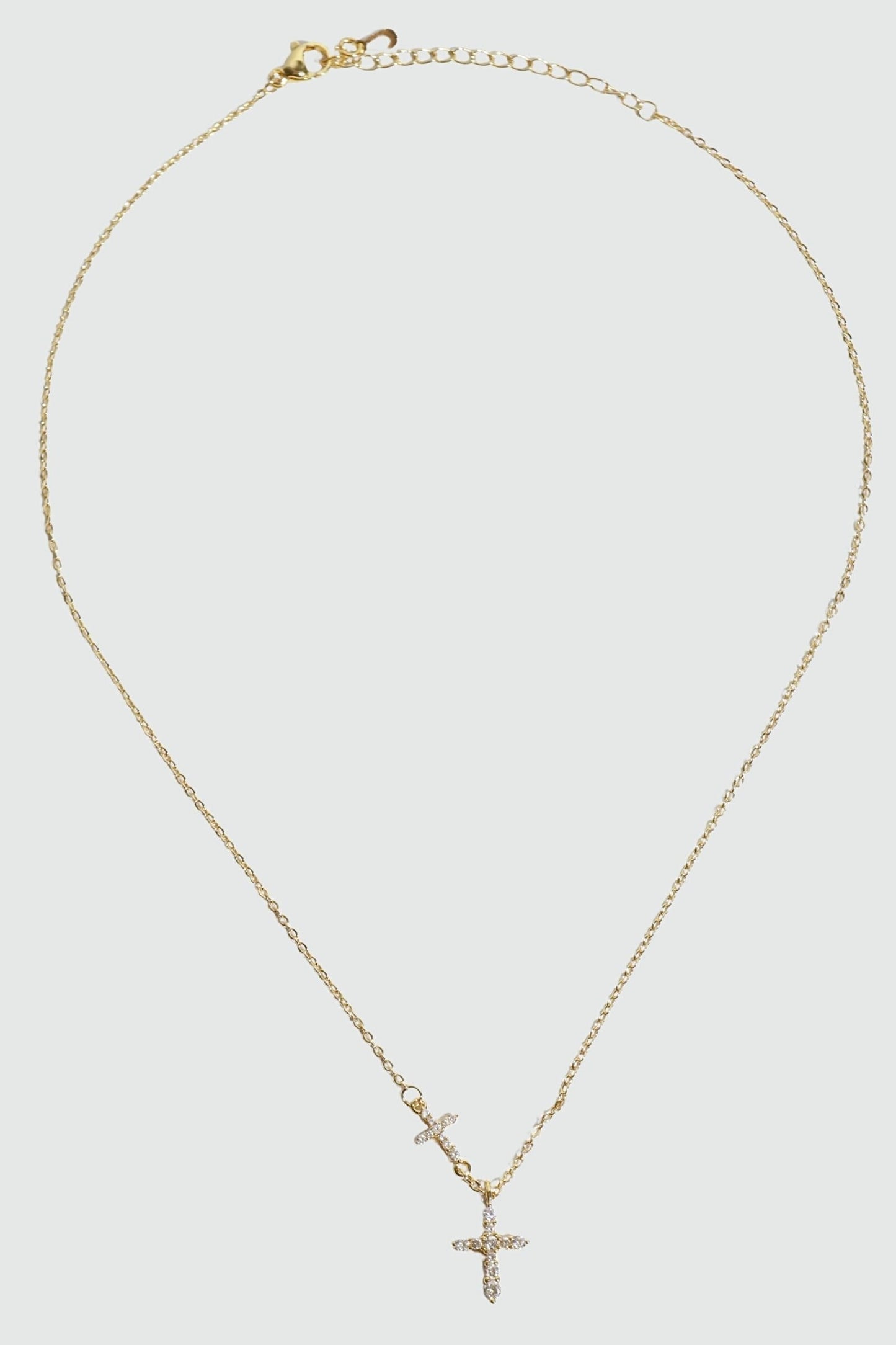 18K Real Gold Plated Dual Cross Necklace