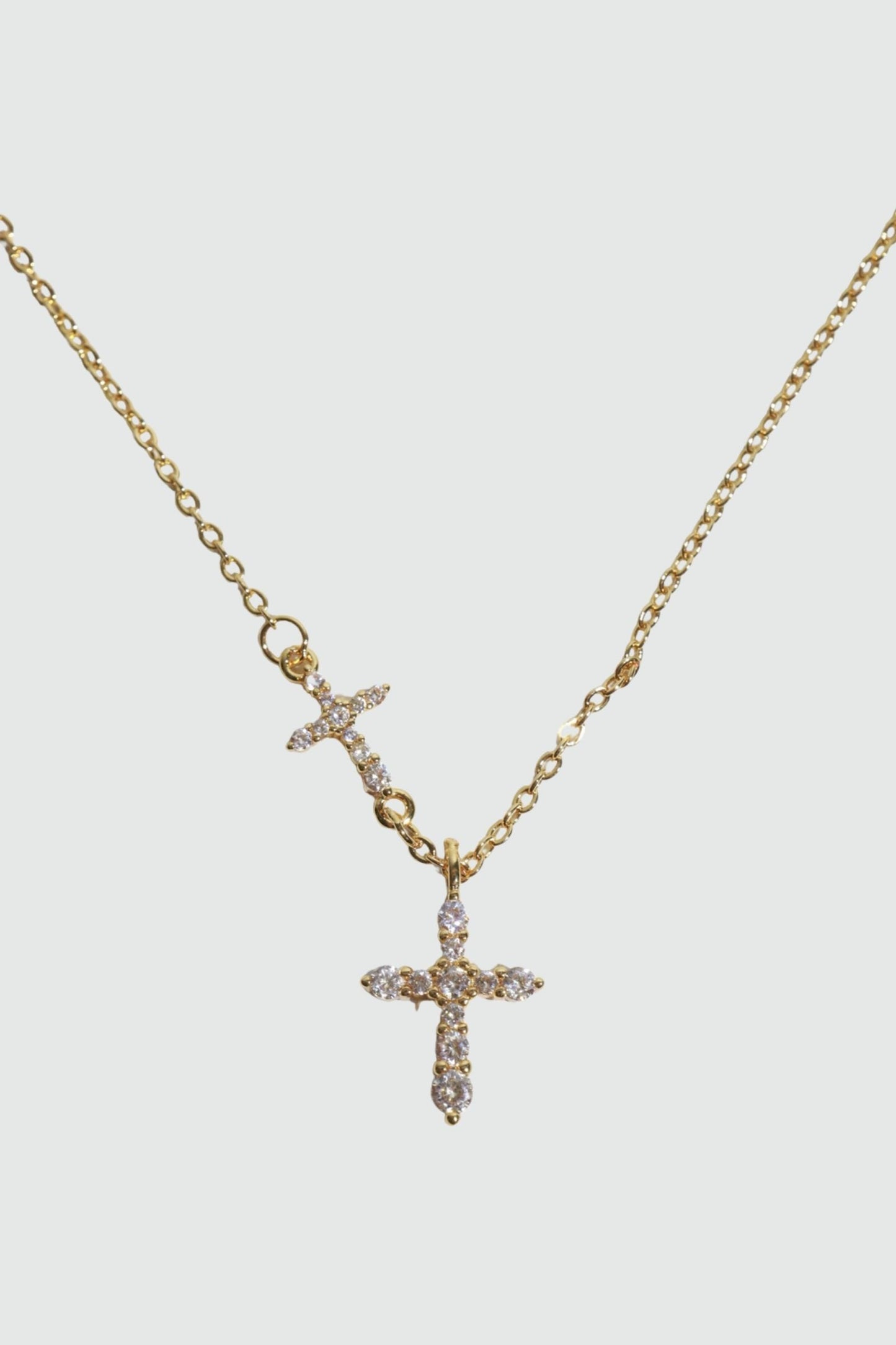 18K Real Gold Plated Dual Cross Necklace