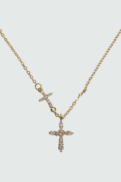 18K Real Gold Plated Dual Cross Necklace