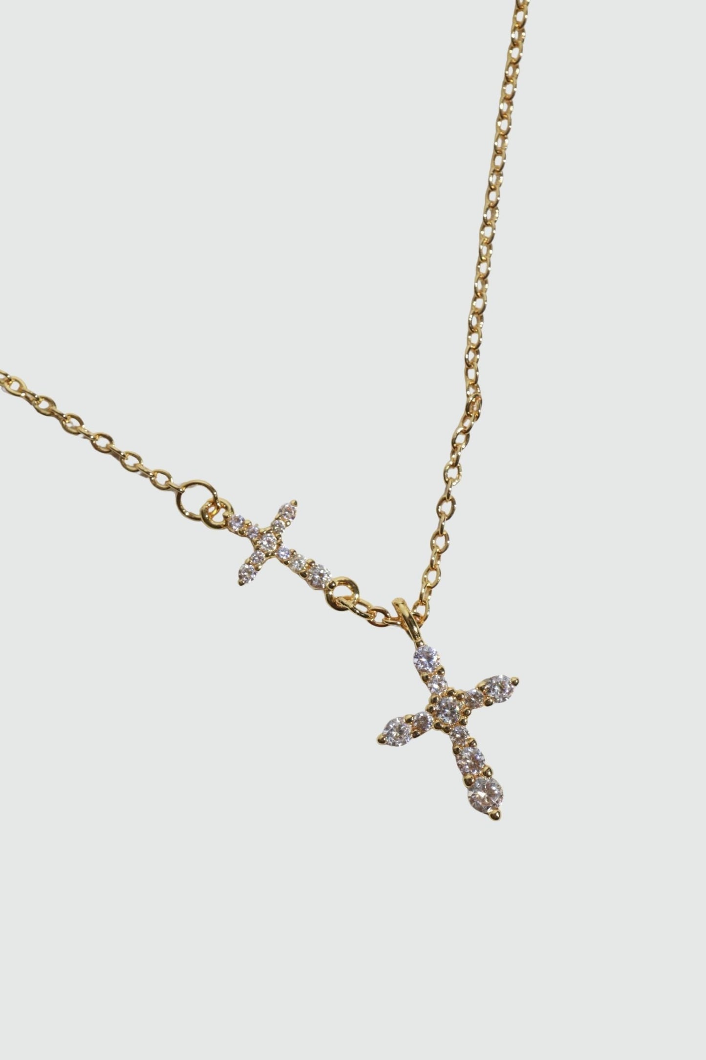 18K Real Gold Plated Dual Cross Necklace