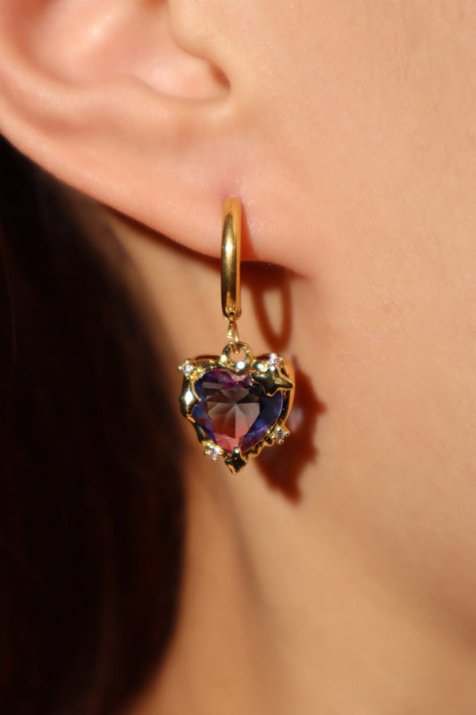 18K Real Gold Plated Gradient Heart Hoop Earrings