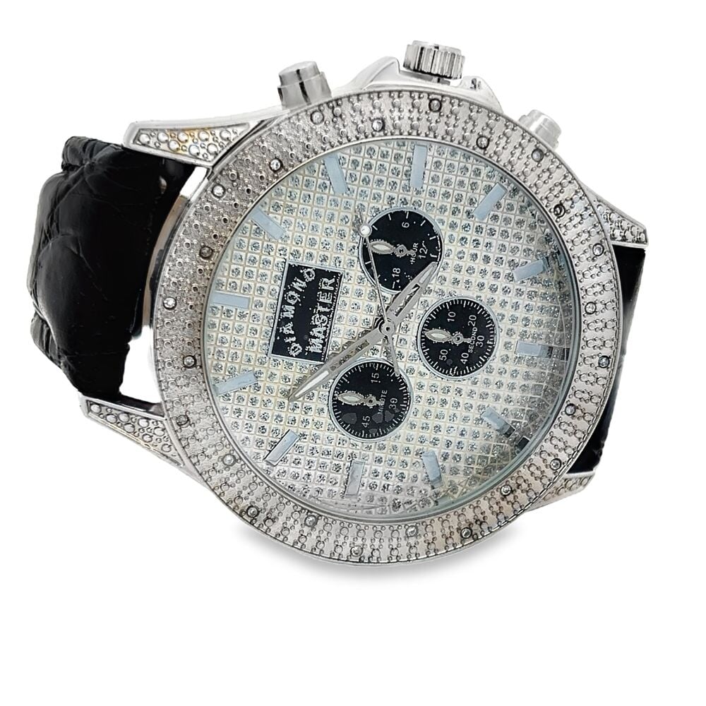 .25 Carat Diamond Pave Watch w/ Leather Band