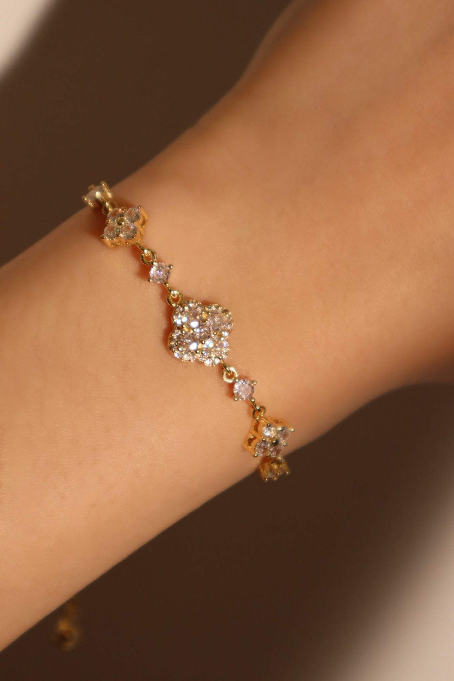 14K Real Gold Plated Diamond Starlight Petal Bracelet