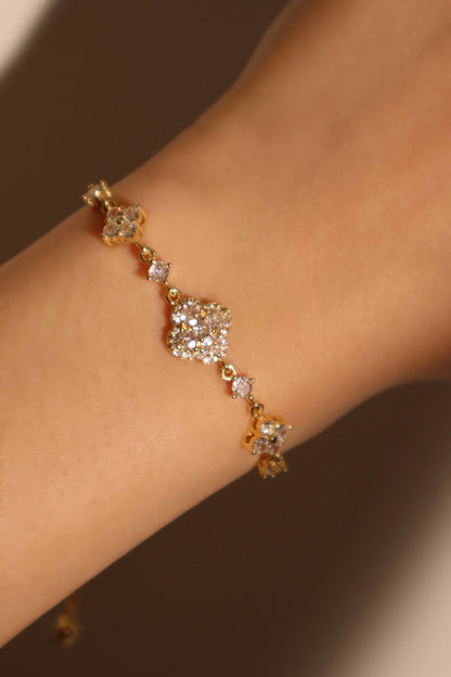 14K Real Gold Plated Diamond Starlight Petal Bracelet