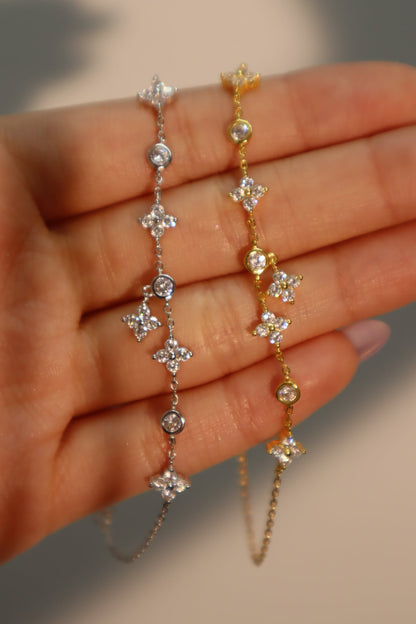 925 Sterling Silver Multi Starlight Petal Bracelet
