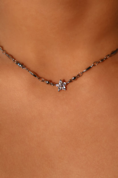Palladium White Gold Plated Starlight Bloom Necklace