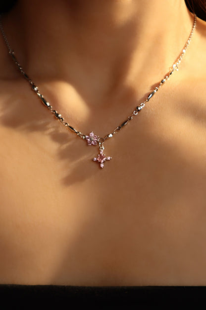 Palladium White Gold Plated Tourmaline Starlight Cross Necklace