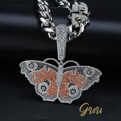 18K Gold-Plated Micro Inlay  AAA CZ Butterfly Pendant