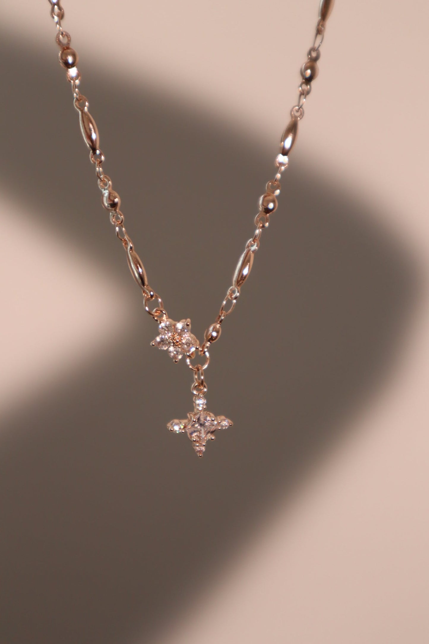 18K Rose Gold Plated Diamond Starlight Cross Necklace