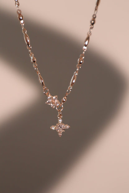 18K Rose Gold Plated Diamond Starlight Cross Necklace