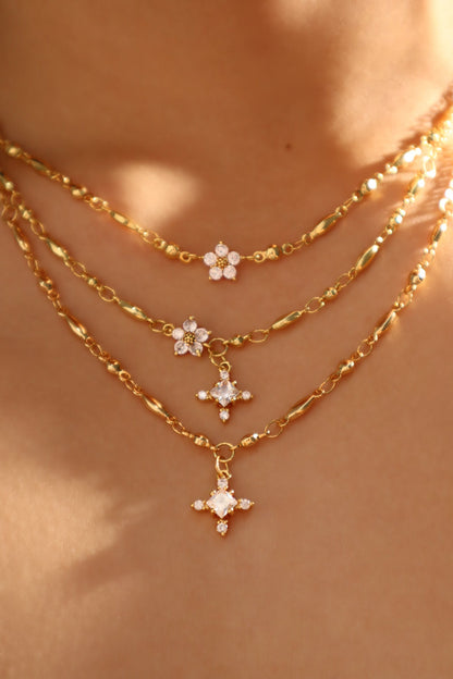 18K Real Gold Plated Diamond Starlight Cross Necklace