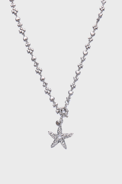 Palladium White Gold Plated Diamond Starfish Necklace
