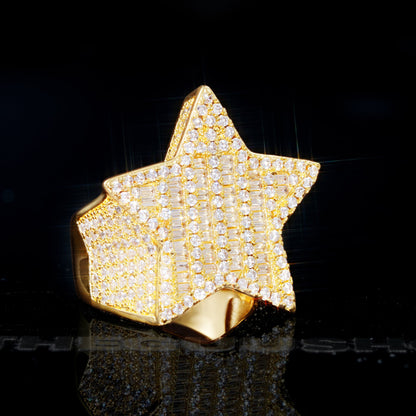 18K Gold-Plated Micro-inlay AAA CZ Pentagram Ring