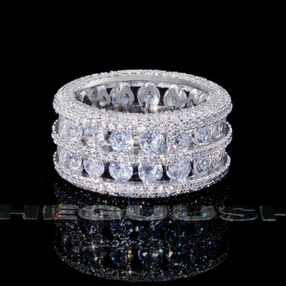 18k Gold-Plated CZ Double Hollow Row Hip Hop Ring