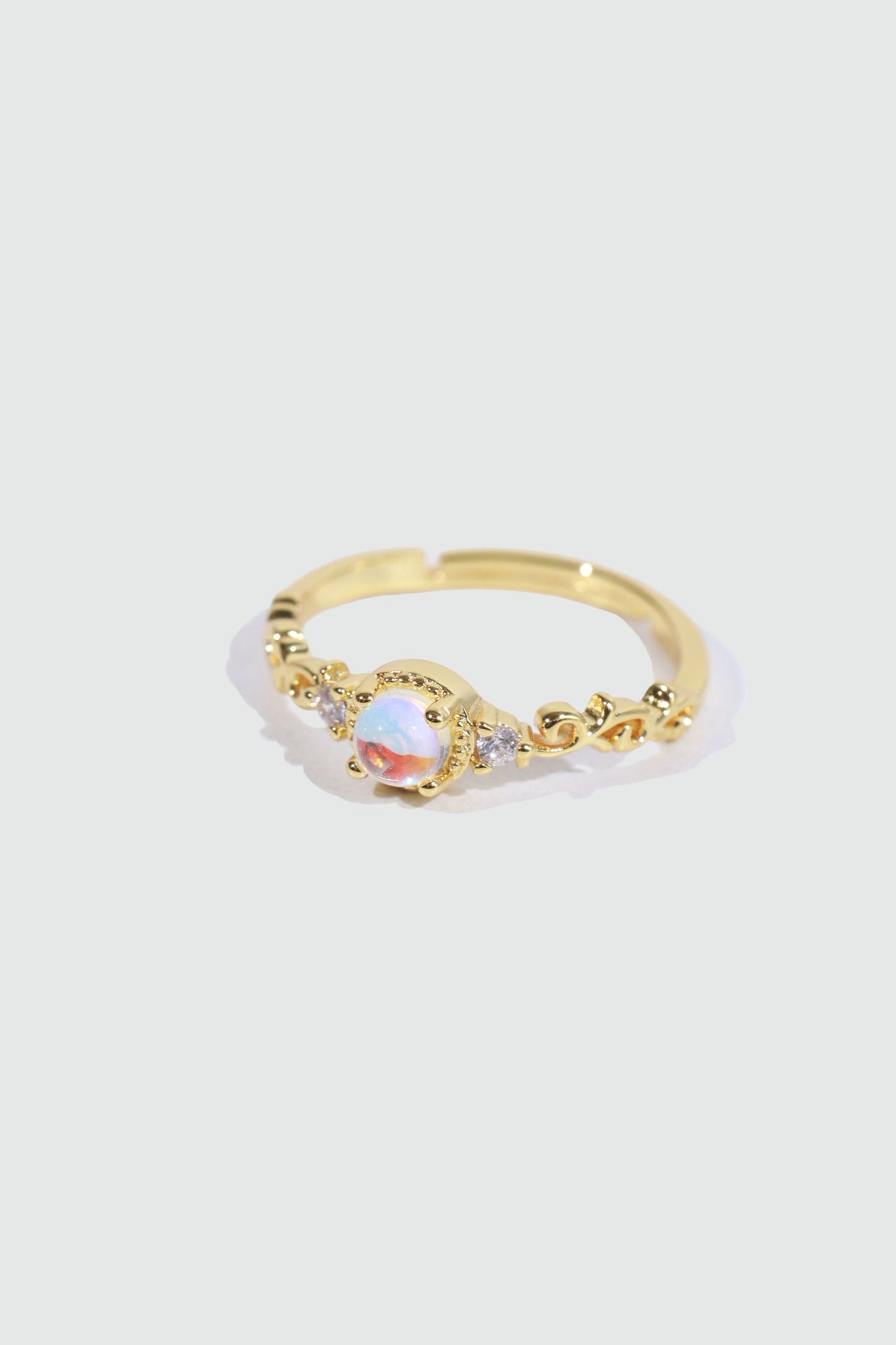 14K Real Gold Plated Moonstone Crown Ring
