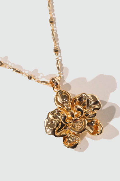 18K Real Gold Plated Orchid Necklace